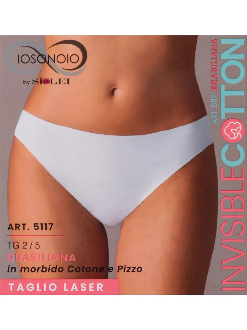 Brasiliana taglio laser in cotone e pizzo - bianco