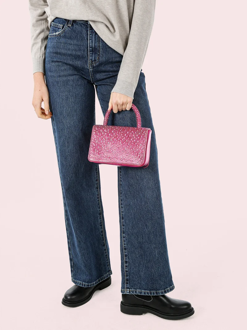 Borsa donna gioiello con strass - fucsia