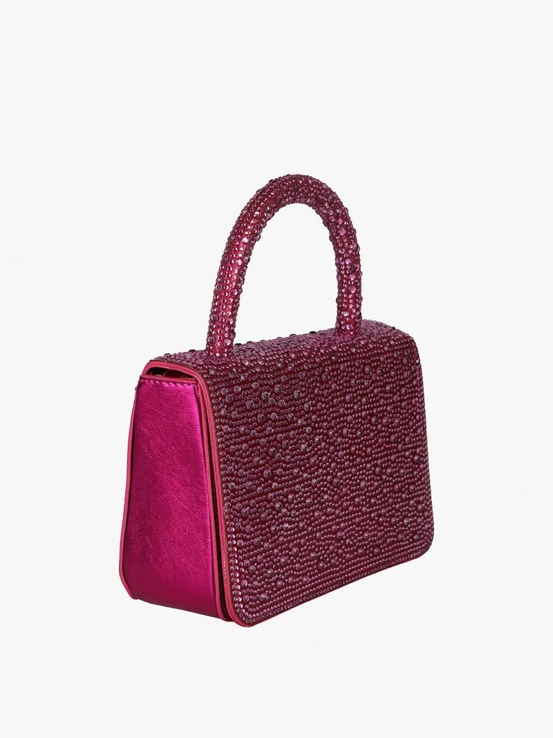 Borsa donna gioiello con strass - fucsia