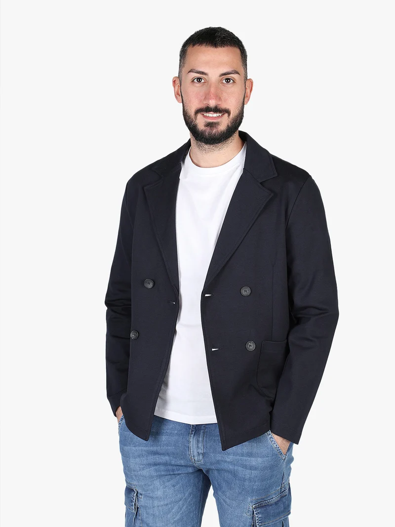 Giacca da uomo a doppiopetto - blu scuro