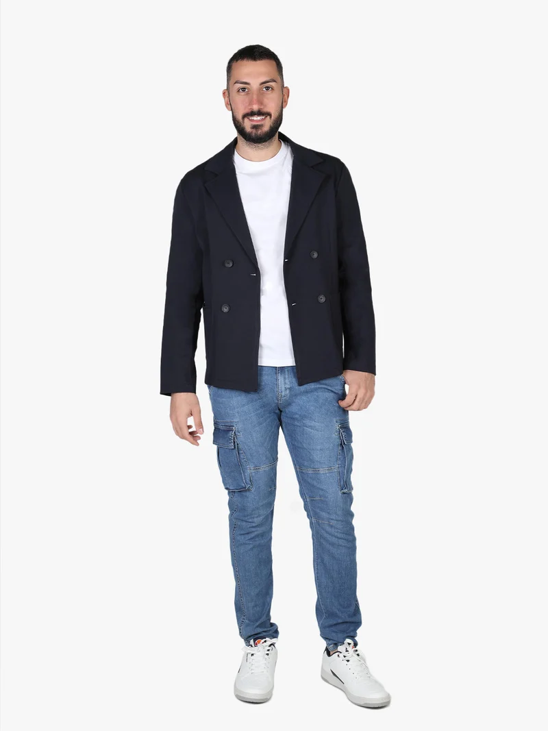 Giacca da uomo a doppiopetto - blu scuro