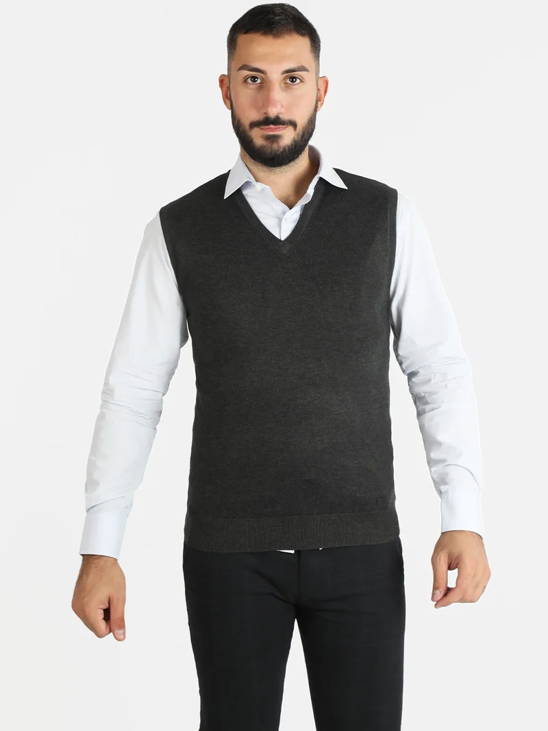 Gilet uomo smanicato in maglia - grigio scuro