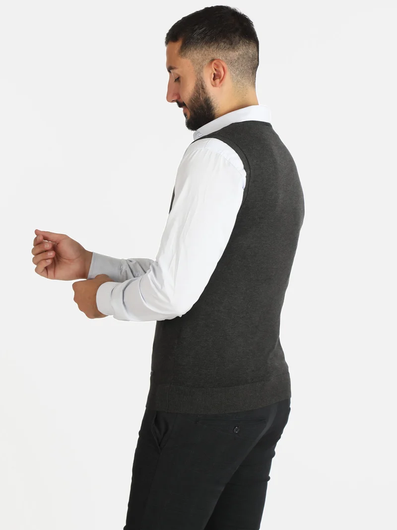 Gilet uomo smanicato in maglia - grigio scuro