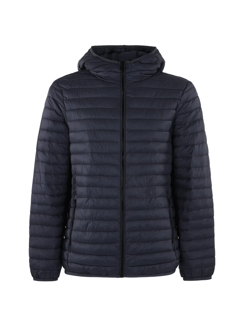 Giubbino uomo con cappuccio e zip - blu scuro