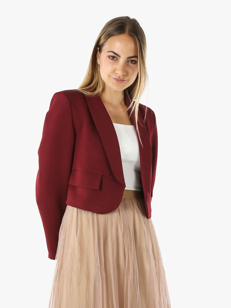 Giacca corta elegante senza chiusura - bordeaux