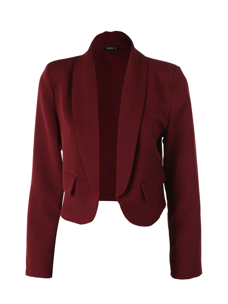 Giacca corta elegante senza chiusura - bordeaux