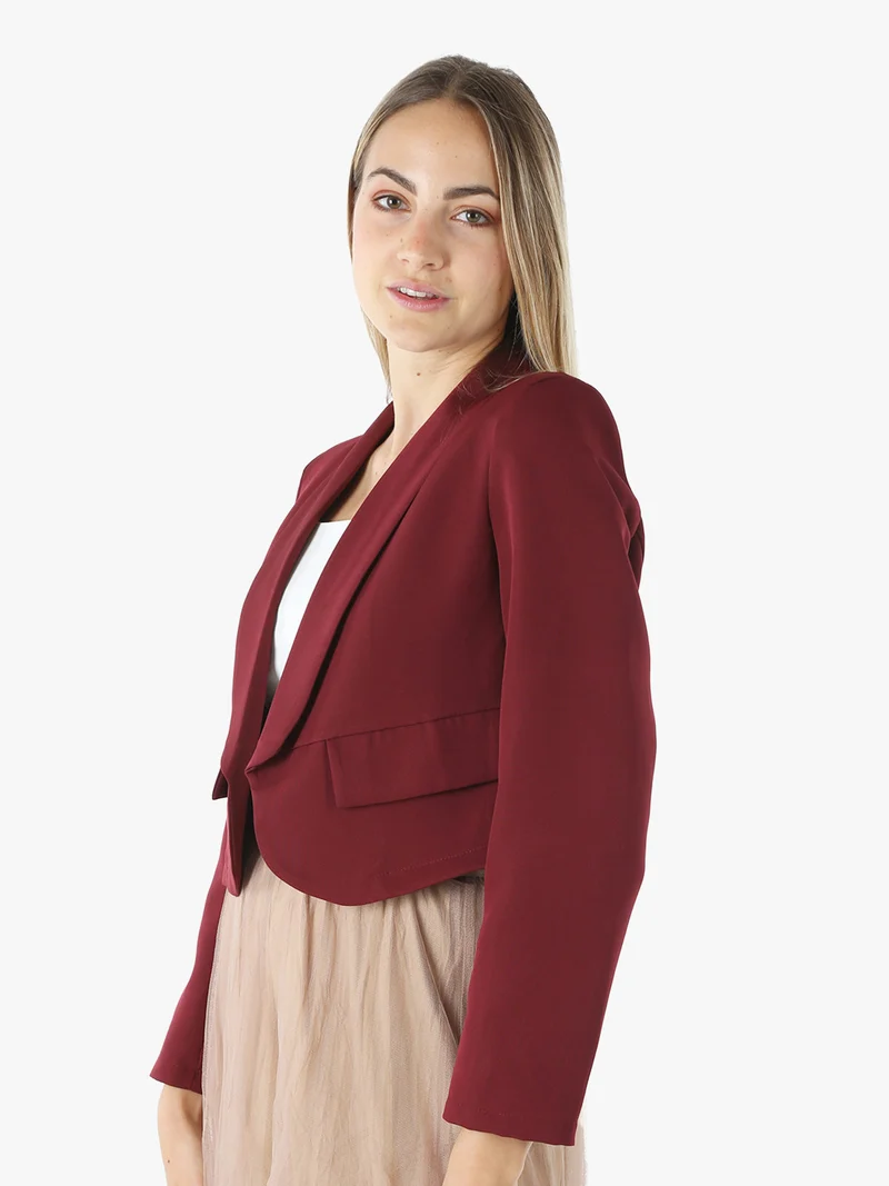 Giacca corta elegante senza chiusura - bordeaux