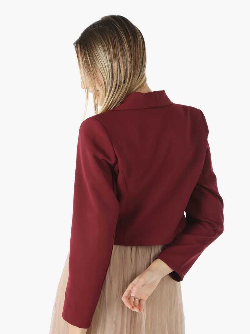 Giacca corta elegante senza chiusura - bordeaux