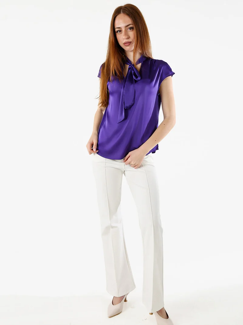 Blusa donna senza maniche con scollo a V profondo - viola