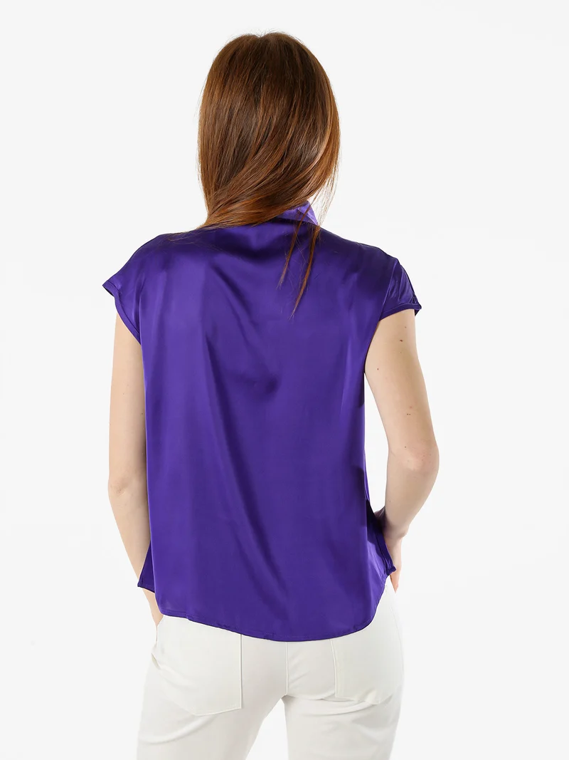 Blusa donna senza maniche con scollo a V profondo - viola
