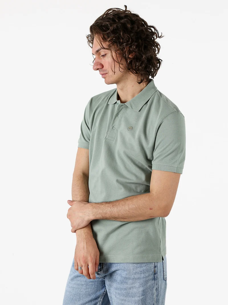 Polo da uomo in cotone a maniche corte - pistacchio