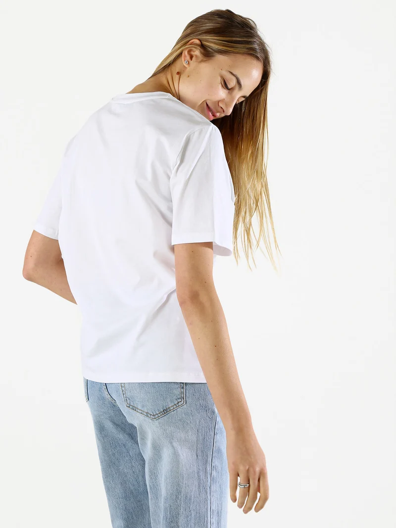 T-shirt da donna in cotone con ricami - rosa