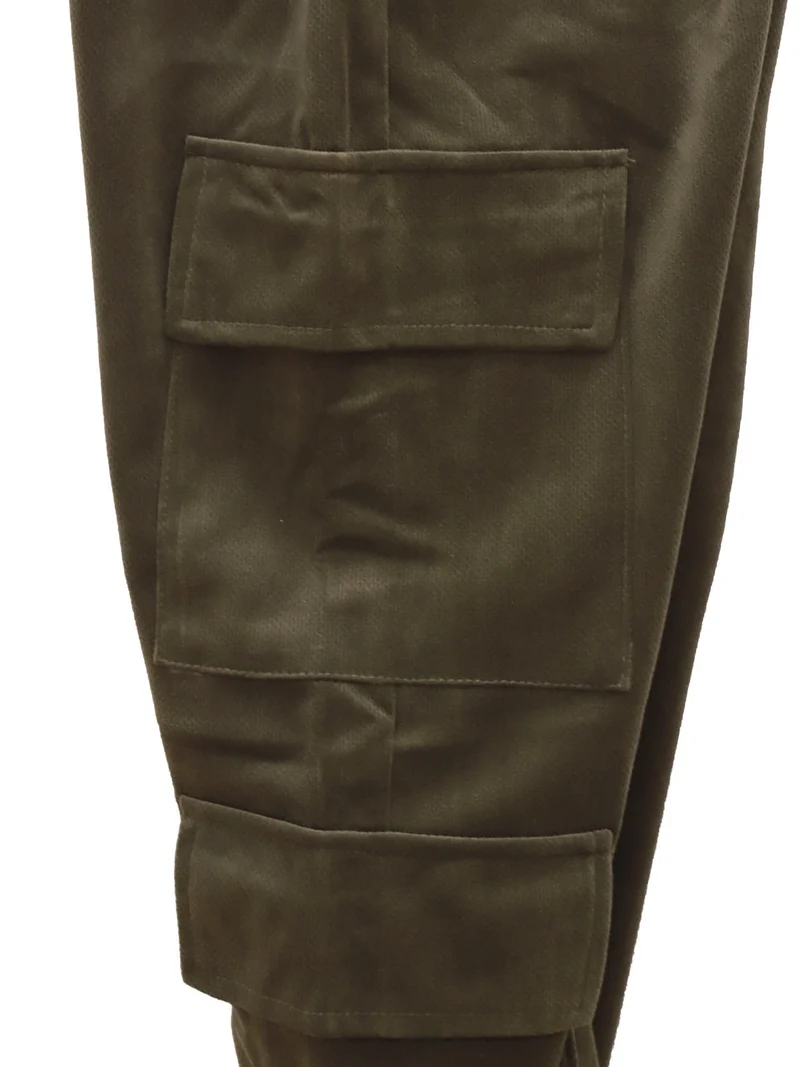Pantaloni da bambina in velluto con tasconi laterali - militare