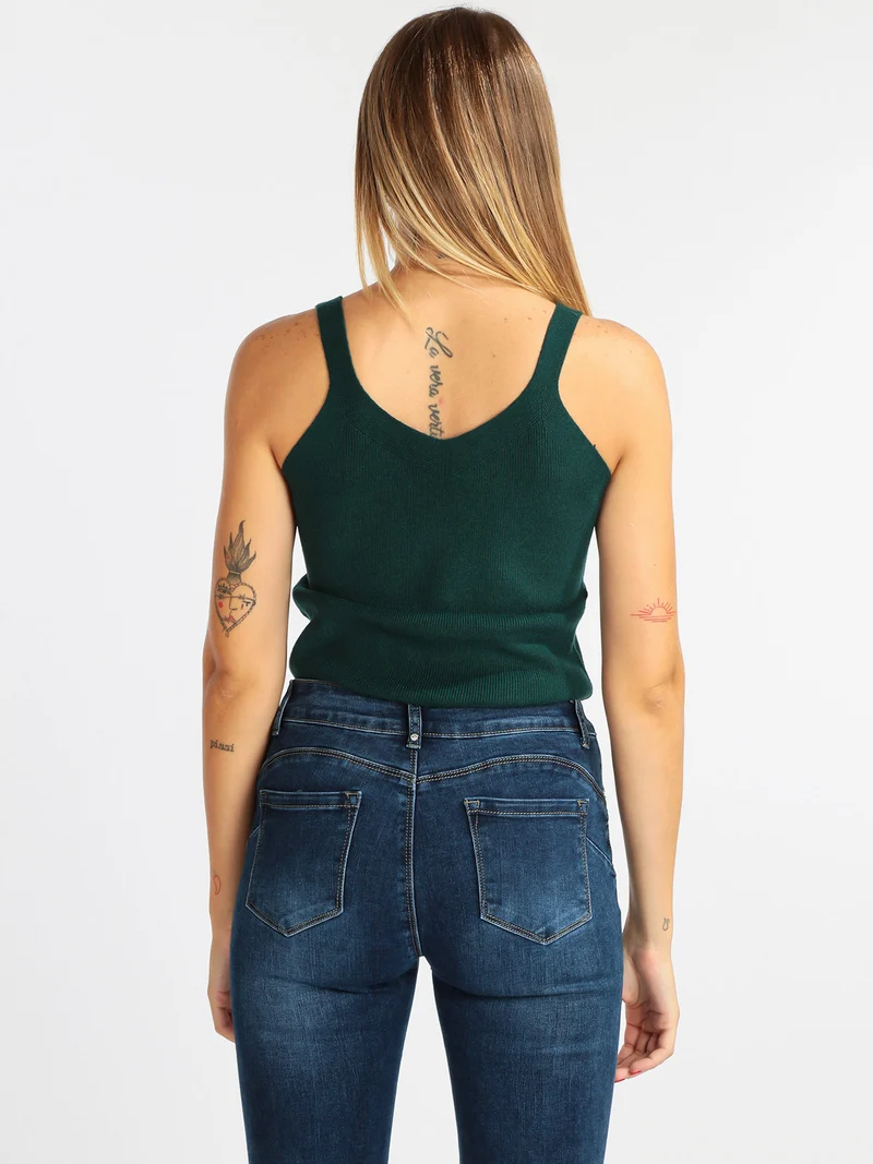 Top donna in maglia - verde scuro