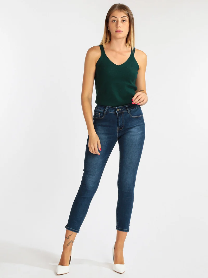 Top donna in maglia - verde scuro