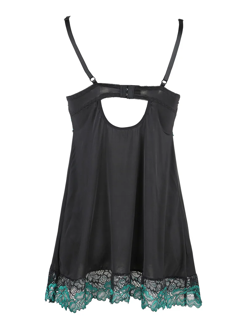 Baby doll con pizzo + perizoma - verde