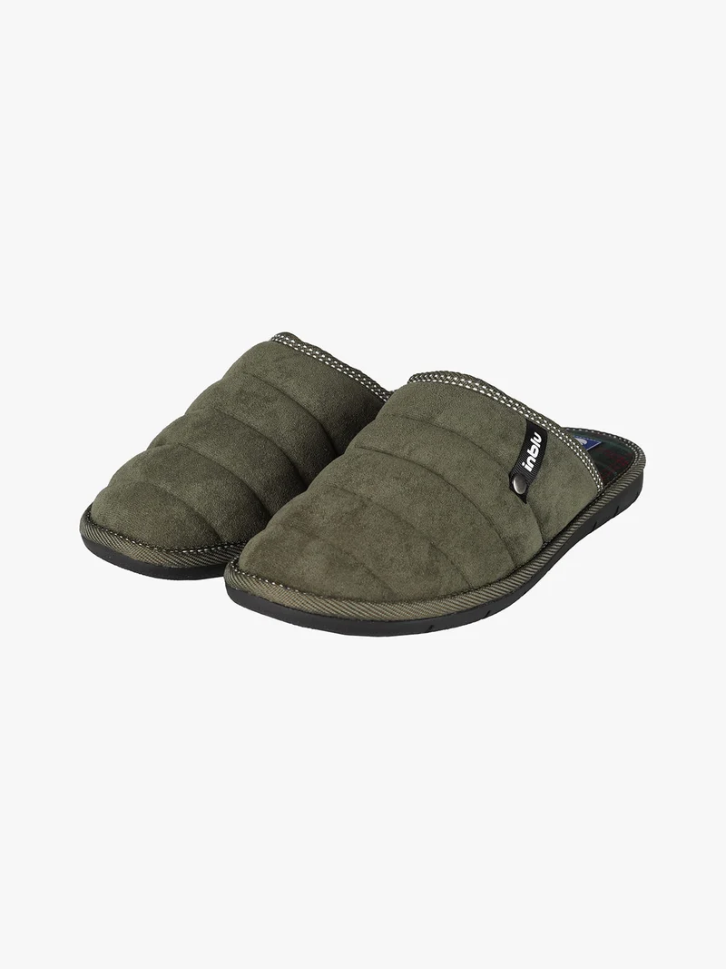 Pantofole da uomo imbottite in tessuto scamosciato - militare