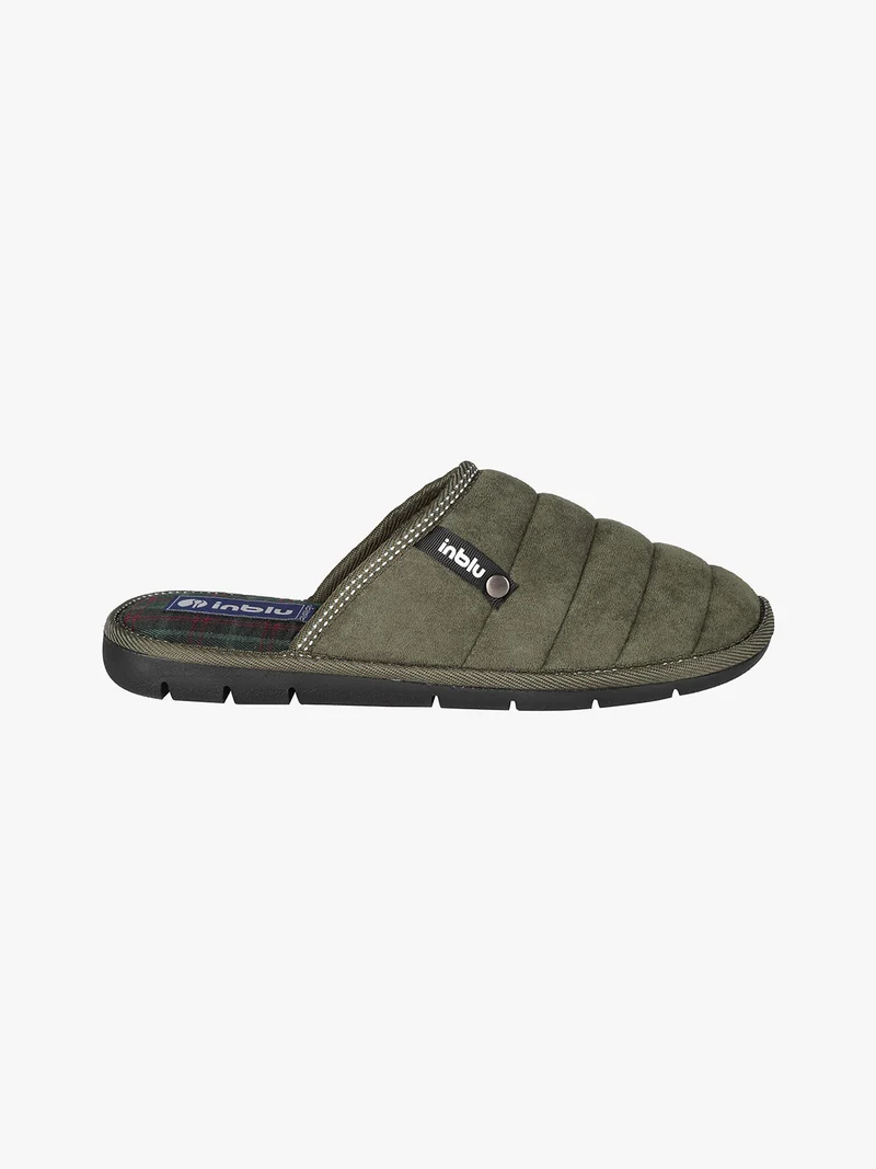 Pantofole da uomo imbottite in tessuto scamosciato - militare