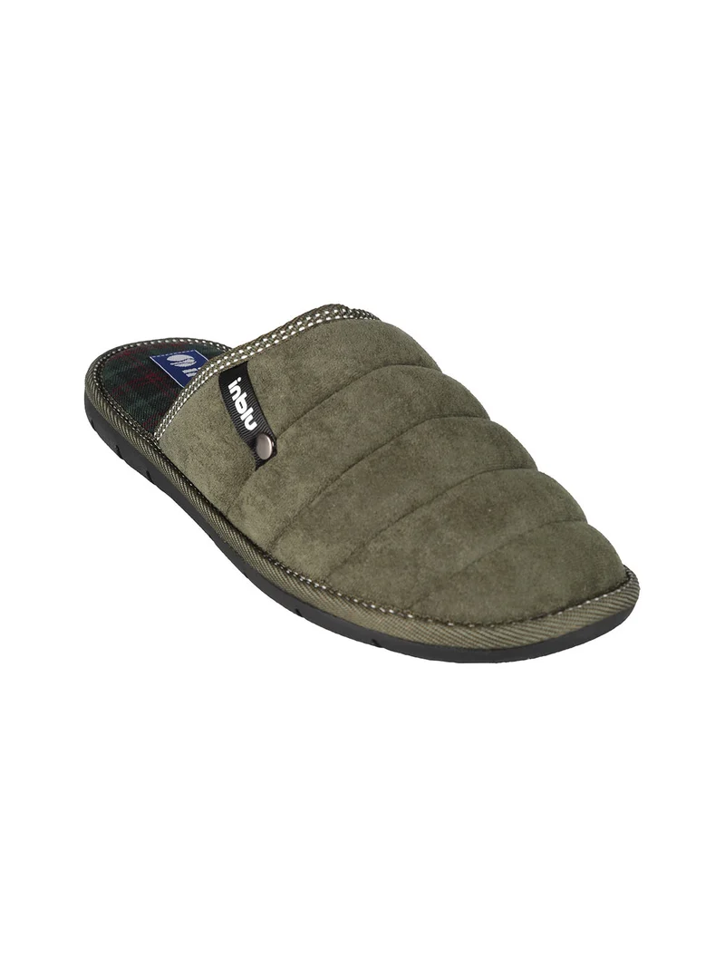 Pantofole da uomo imbottite in tessuto scamosciato - militare