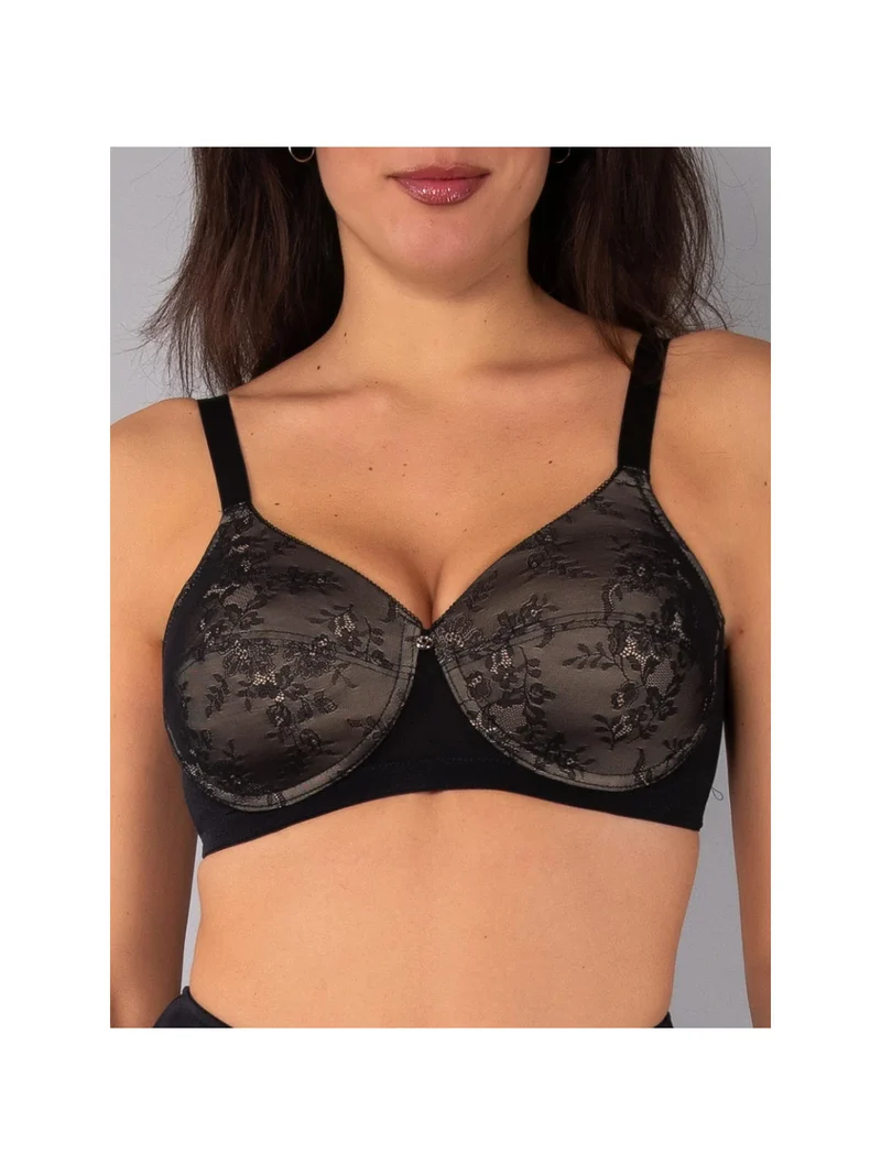 DR16 Reggiseno donna imbottito senza ferretto coppa D - nero