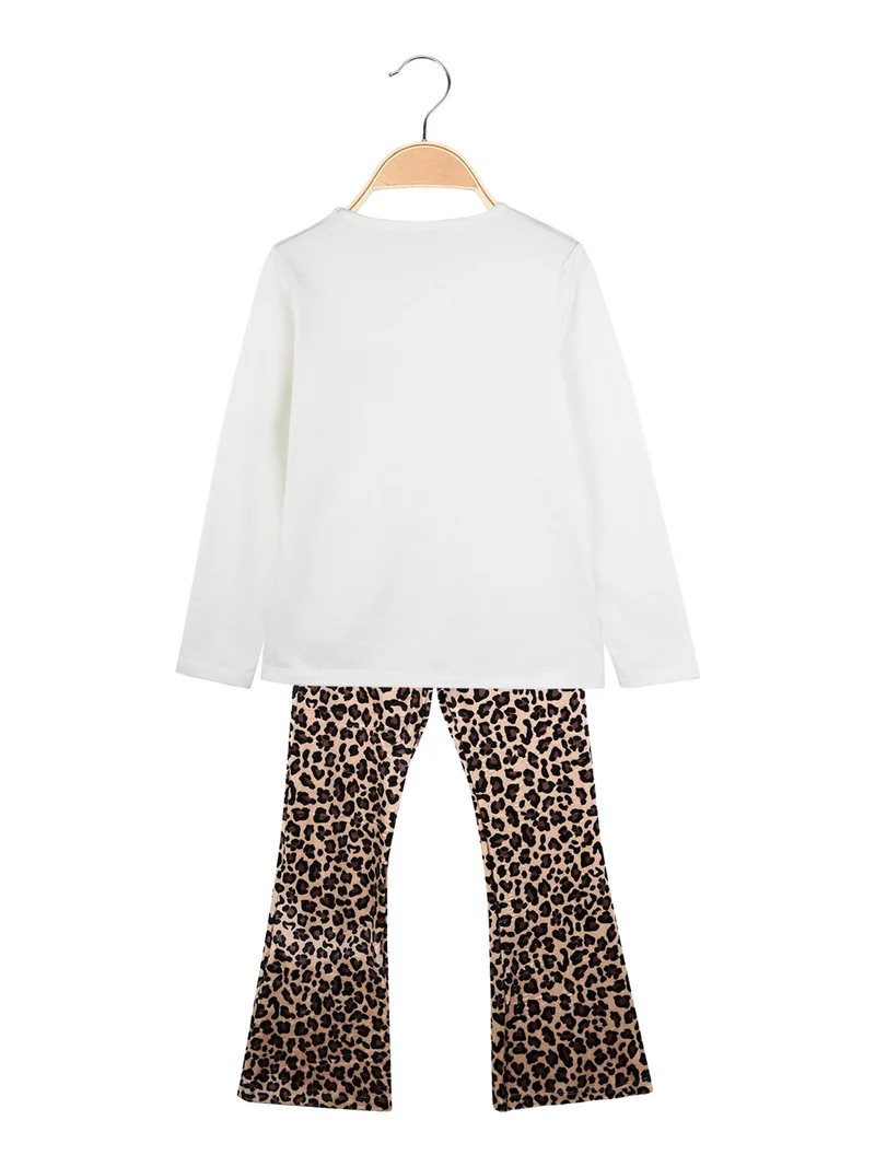 Completo animalier 2 pezzi da bambina - panna
