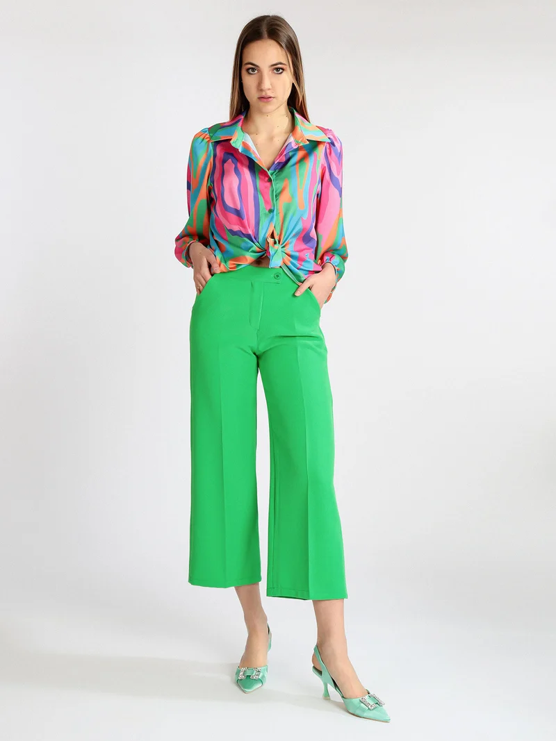 Pantaloni cropped da donna - verde