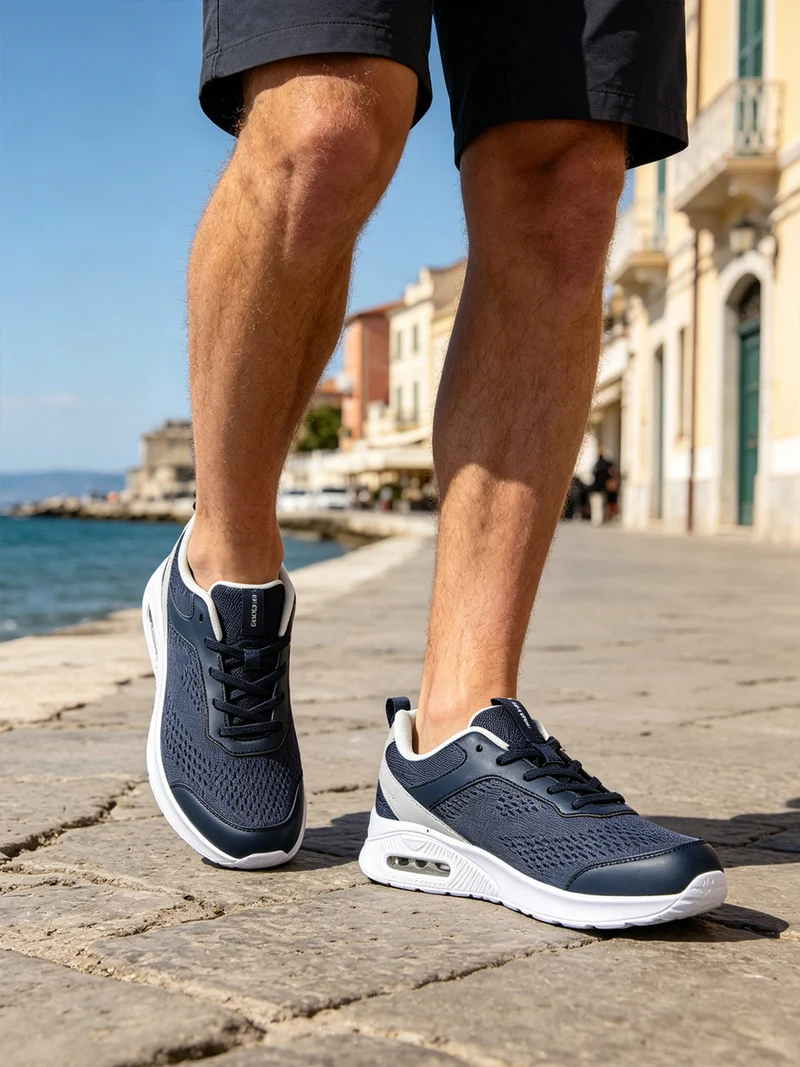 Sneakers sportive da uomo in tessuto con air - blu scuro