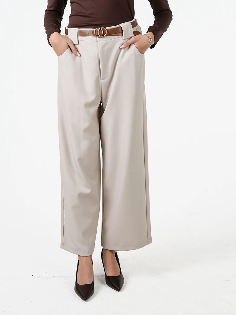 Pantaloni donna eleganti a gamba larga - beige