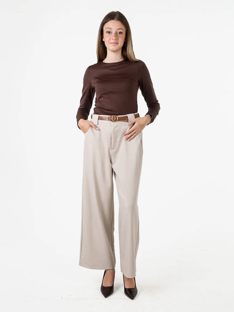 Pantaloni donna eleganti a gamba larga - beige