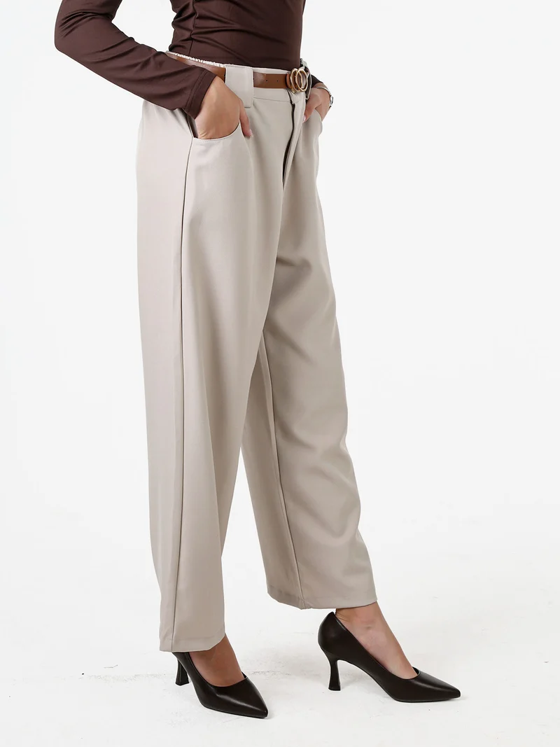 Pantaloni donna eleganti a gamba larga - beige