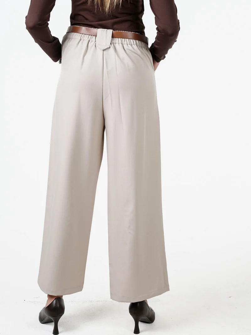 Pantaloni donna eleganti a gamba larga - beige
