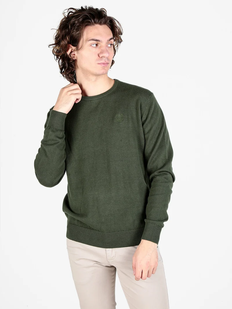 Pullover girocollo da uomo in cotone - militare