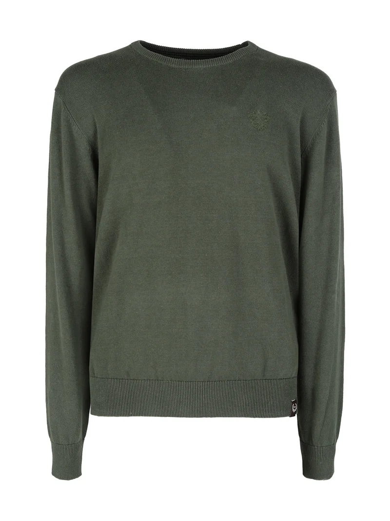 Pullover girocollo da uomo in cotone - militare