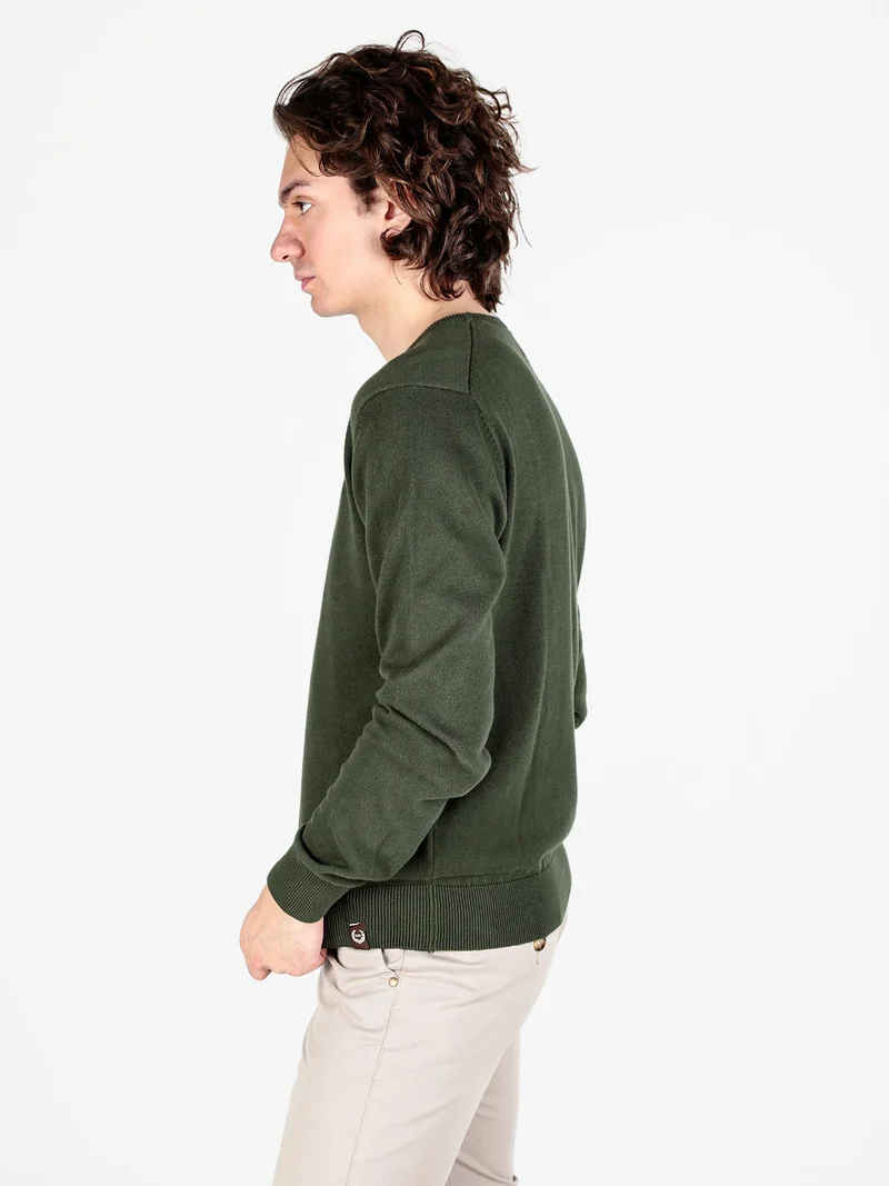 Pullover girocollo da uomo in cotone - militare