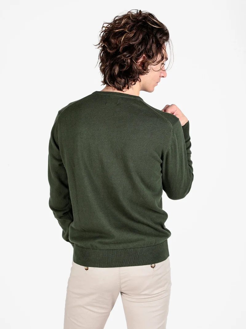 Pullover girocollo da uomo in cotone - militare