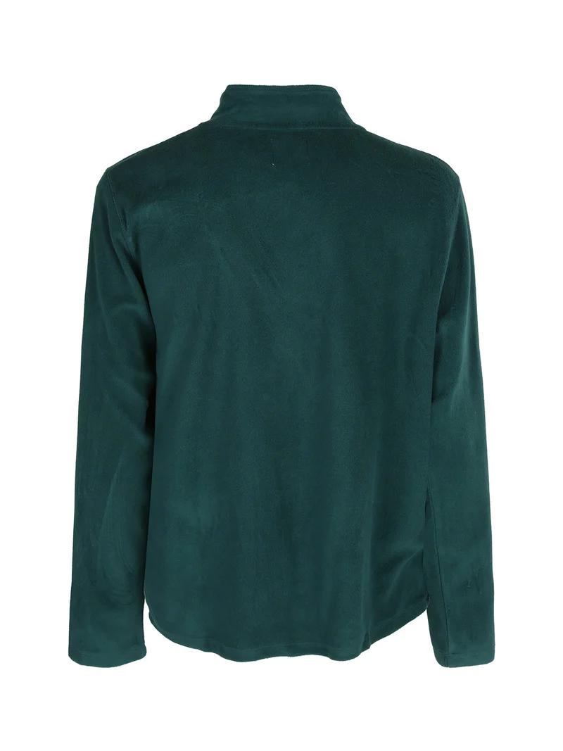 Felpa da uomo mezza zip in micropile - verde scuro