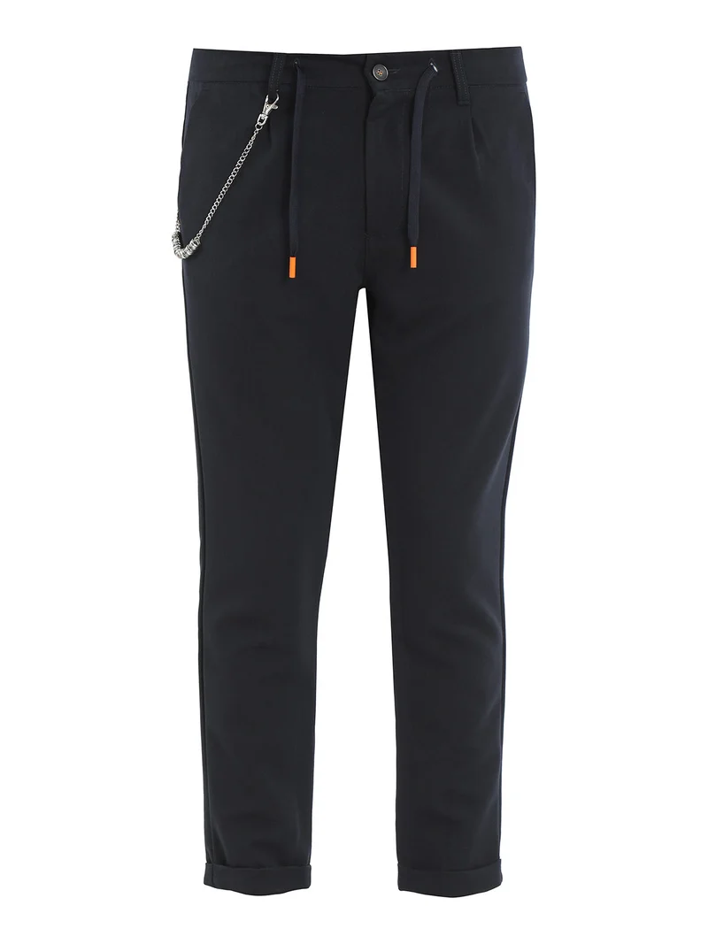 Pantaloni casual da uomo con catena - blu scuro