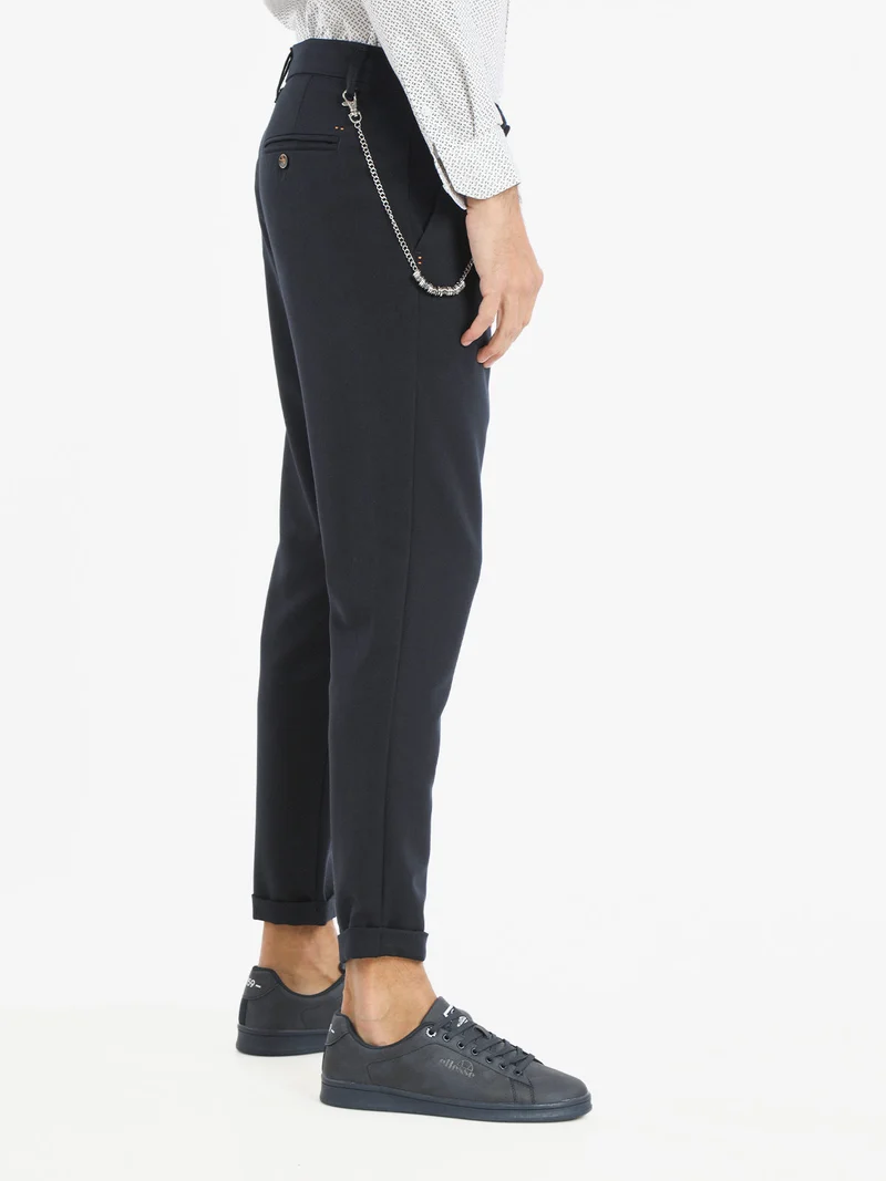 Pantaloni casual da uomo con catena - blu scuro