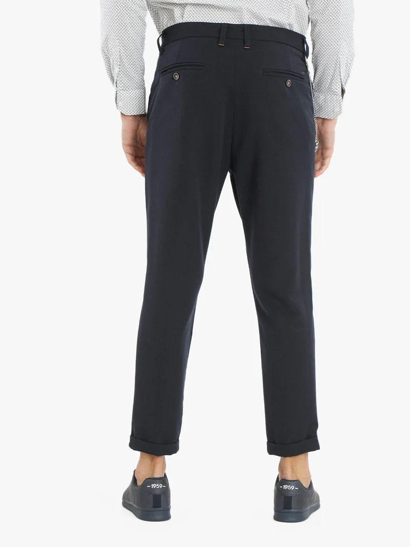 Pantaloni casual da uomo con catena - blu scuro