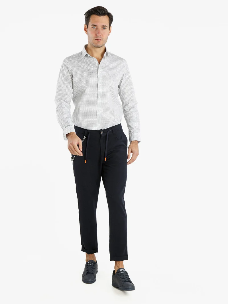 Pantaloni casual da uomo con catena - blu scuro