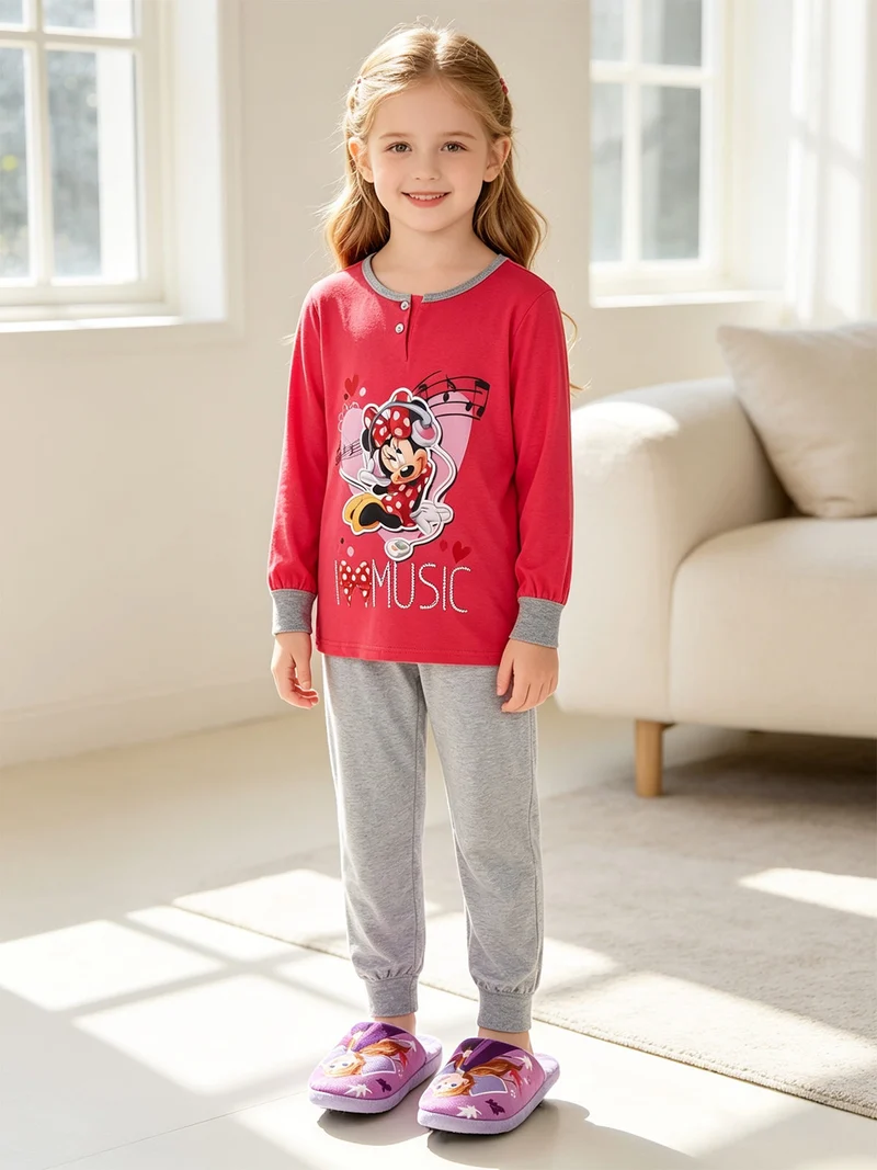 Minnie pigiama lugo bambina in cotone - fucsia