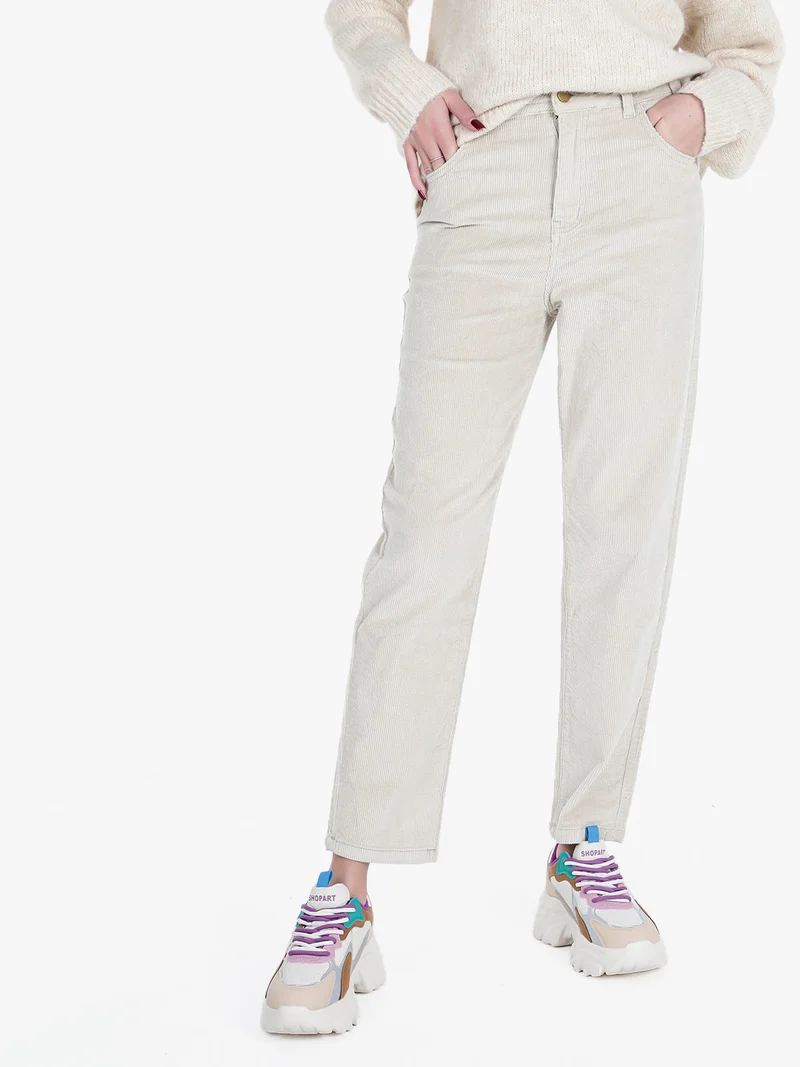 Pantaloni donna in velluto a coste - beige