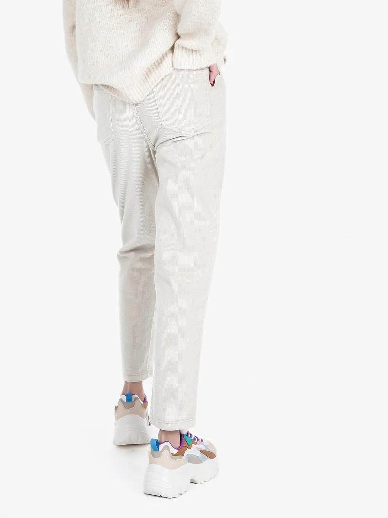 Pantaloni donna in velluto a coste - beige