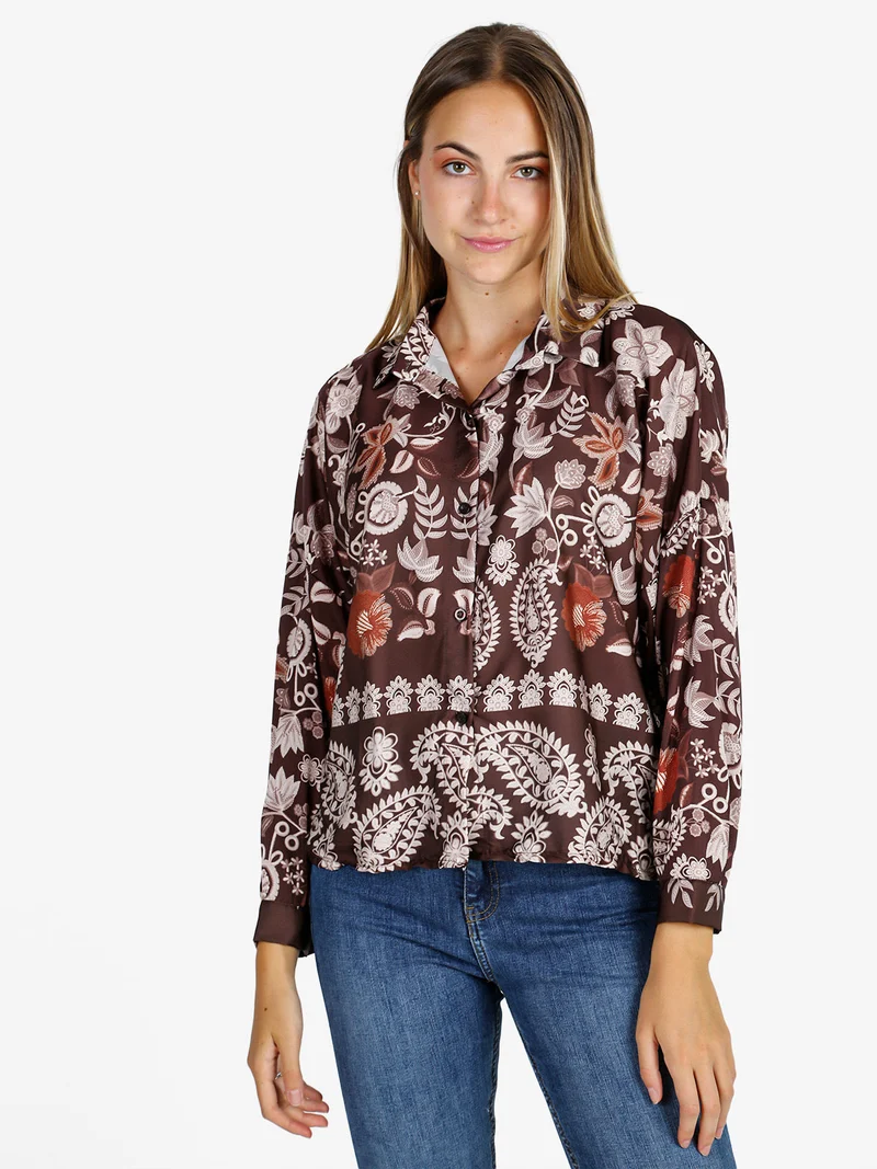 Camicia donna a fantasia - moro