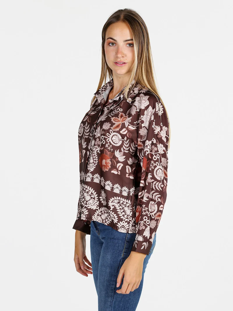 Camicia donna a fantasia - moro