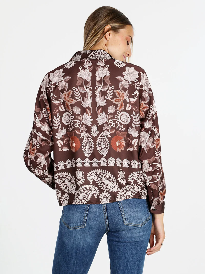 Camicia donna a fantasia - moro