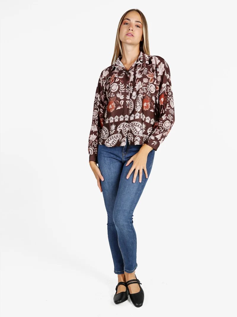 Camicia donna a fantasia - moro