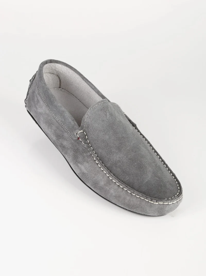 Mocassini in pelle da uomo - grigio
