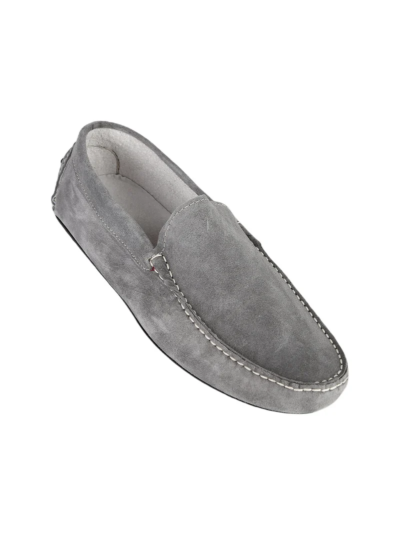 Mocassini in pelle da uomo - grigio