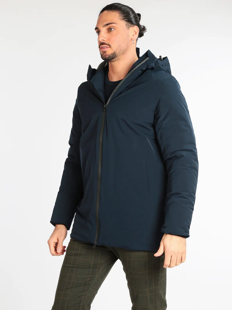 Giaccone uomo con cappuccio - blu scuro
